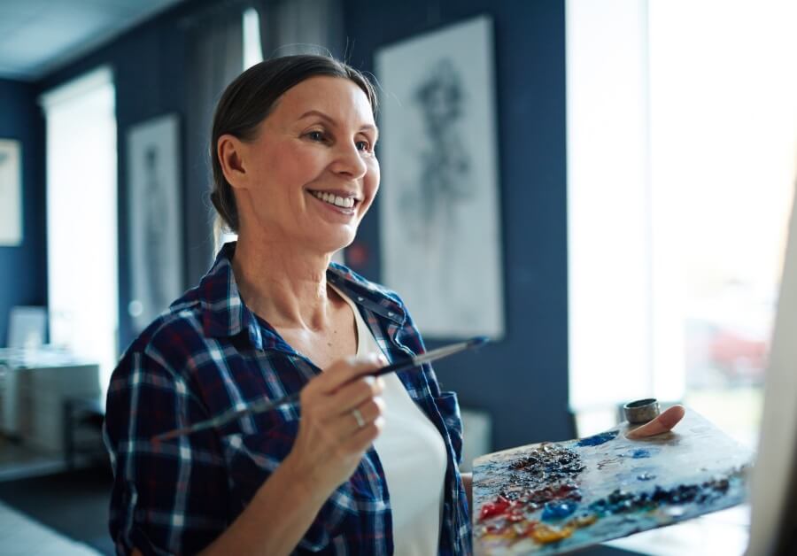 woman learning to paint